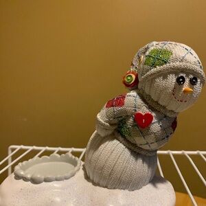 Sweater Christmas Christmas Snowman Candleholder